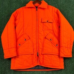 VTG Chiller Killer Saf-T-Bak Jacket Mens Medium Orange Hunting Field Quilted USA